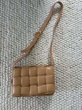 EUC Authentic Bottega Veneta Padded Casette Crossbody - Almond